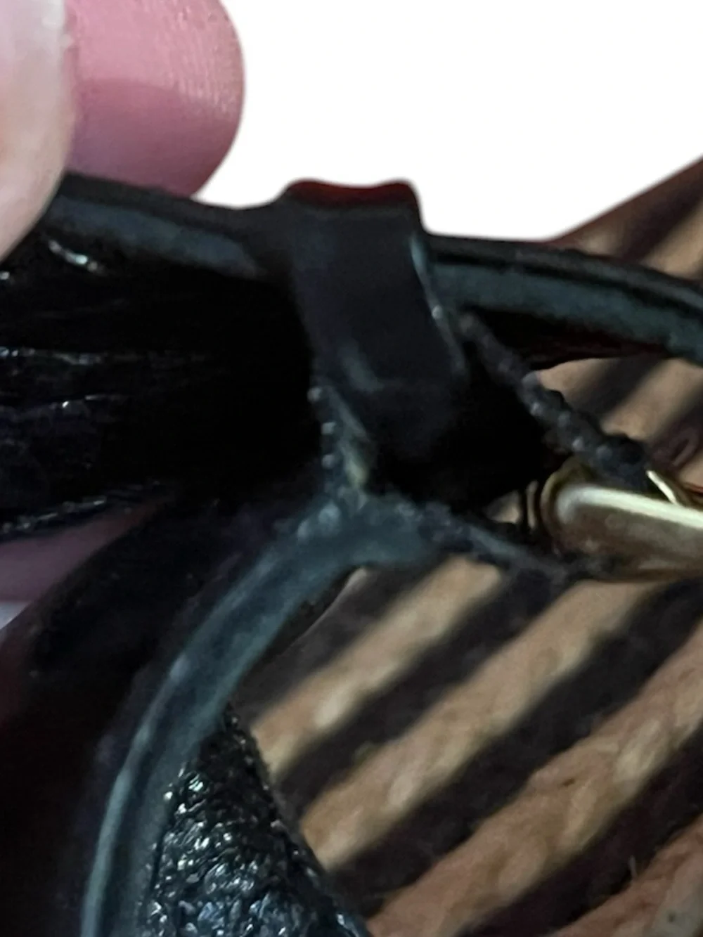 kate spade Black Patent Triple-Strap Espadrille Wedge Sandals